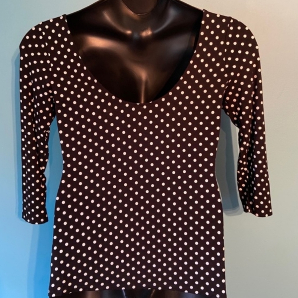 Guess black with white polka dot ballet style top